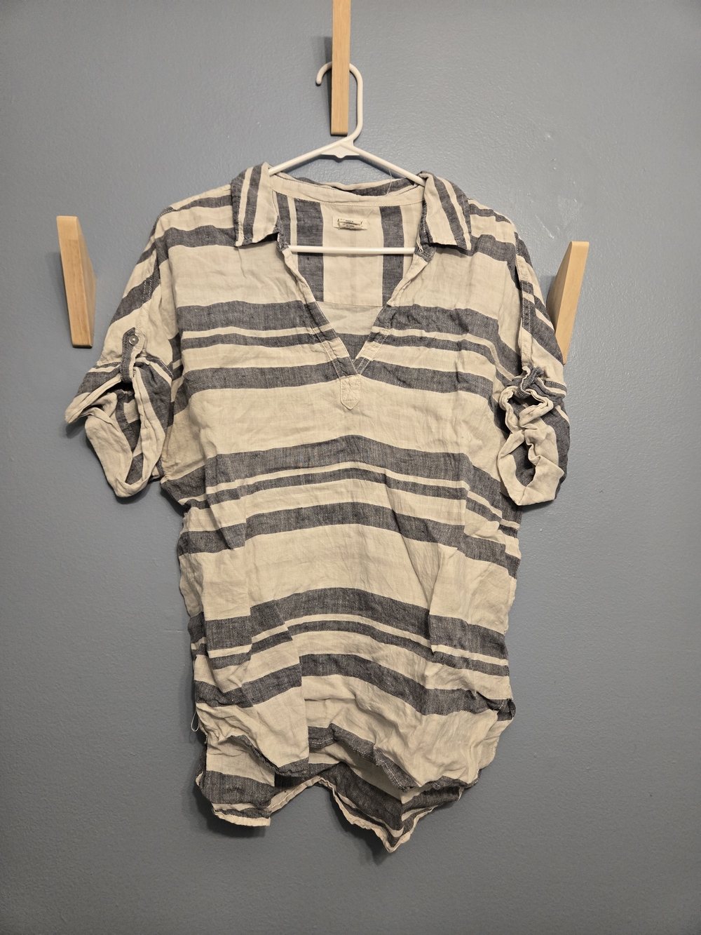 Artisan Ny Striped Linen Women's Shirt - Blue & Cream